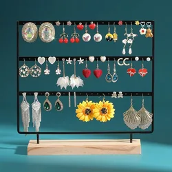 Elegant 3-Tier Metal Earring Display Stand with Wooden Base - Stylish Jewelry Organizer and Gift Idea (Black 3 layer 69k)
