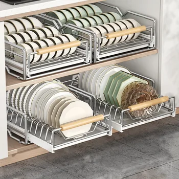 ชั้นวางจานสแตนเลส, ชั้นวางในตู้ครัว, ตะกร้าแบบดึงออกได้, ถาดรองน้ำ 1