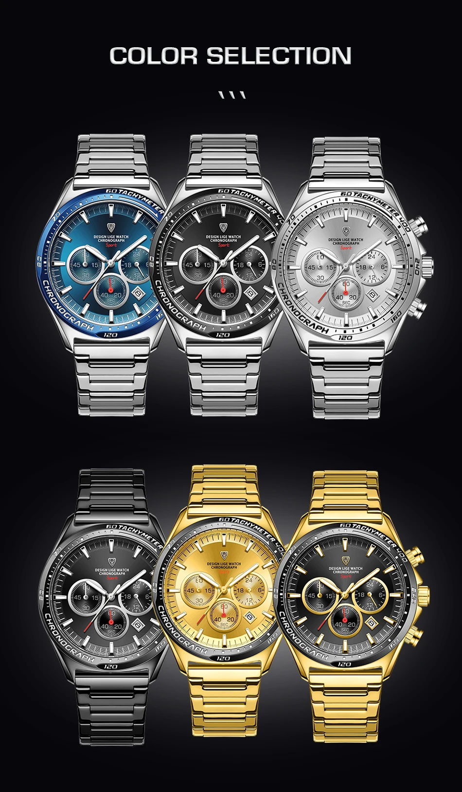Lige - Men's Luxury Quartz Waterproof Watch, Unique Design, High Quality, Original_voghion.com