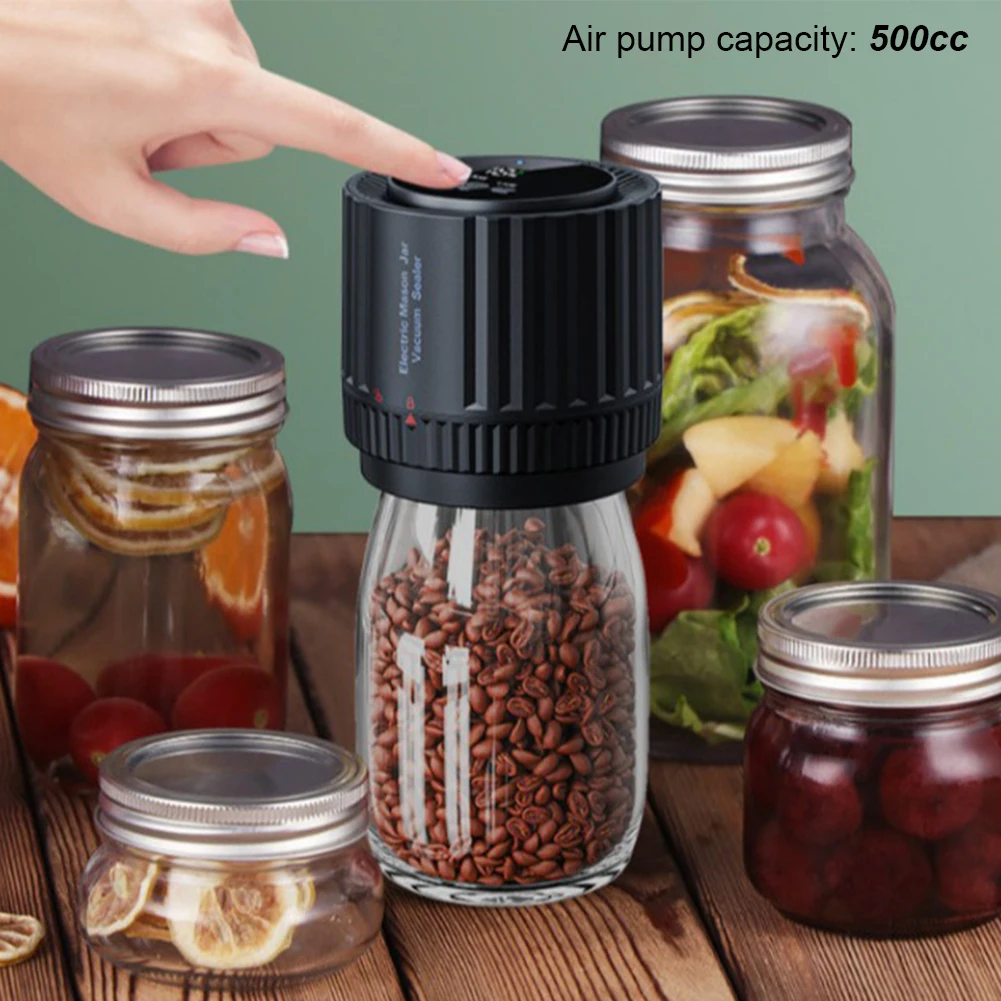 Electric Mason Jar Vacuum Sealer Vacuum Sealing Machine Cordless Fresh Keeping Handheld for Wide & Regular Mouth Mason Jars 5