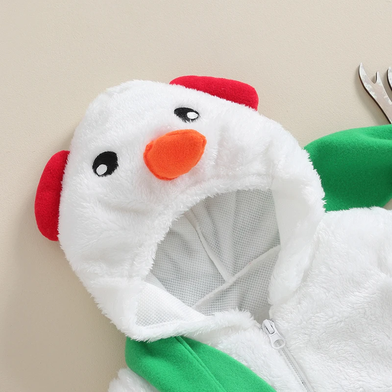 

Infant Baby Boy Girl Christmas Snowman Costume Long Sleeve Fleece Warm Jumpsuit Zipper Hooded Romper X-mas Cosplay