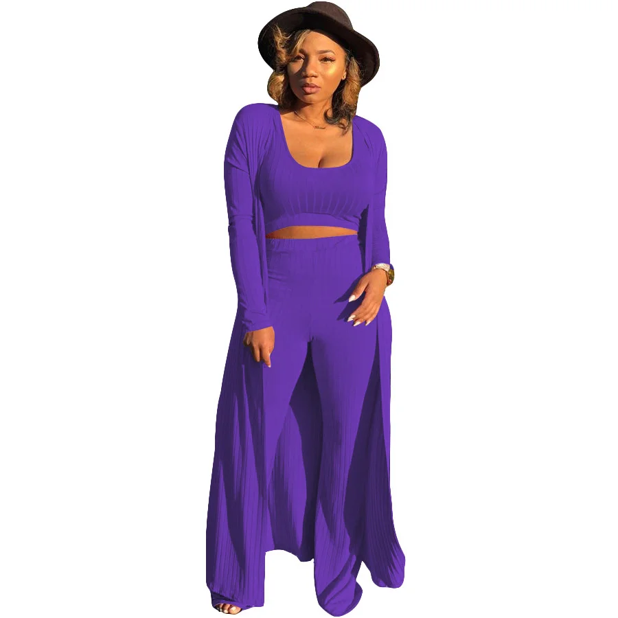 

Zoctuo Pants Set Women Casua Long Sleeve Coat Vest Top 2 Three Piece Sets Trouser Suits Matching Knitted Outfit Winter 2023 New
