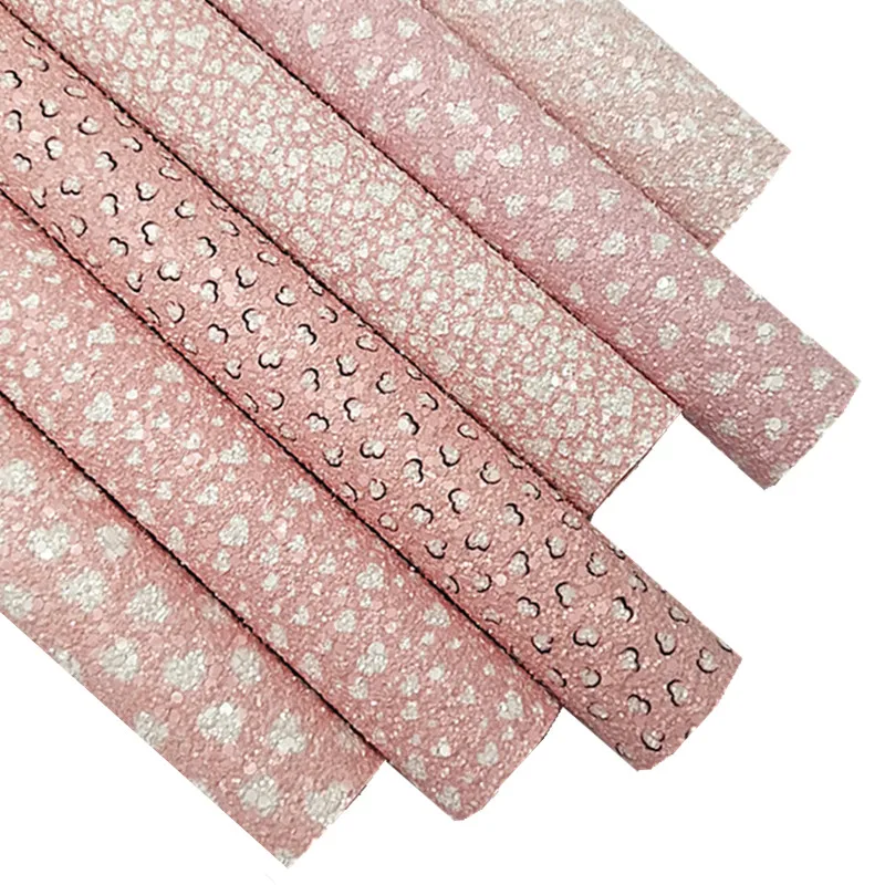 Мини-рулон 30x135 см розовые сердца на День святого Валентина с рисунком крупной искусственной кожи фетровая подложка блеск для самодельных бантов ремесло SJ360