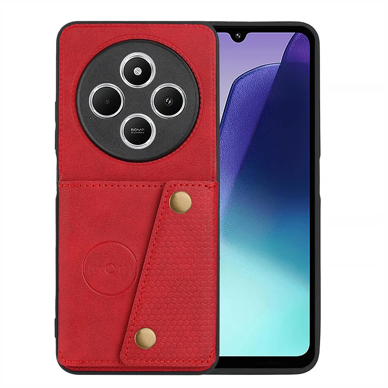 PU Leather Wallet Card Holder Case with Car Magnetic Back Cover - Universal Smartphone Cover