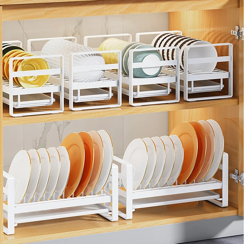 Dish Drying Rack Kitchen Cabinet Drawer Organizer Large Capacity Adjustable  Aluminum Bowls And Plates Storage Rack - Racks & Holders - AliExpress