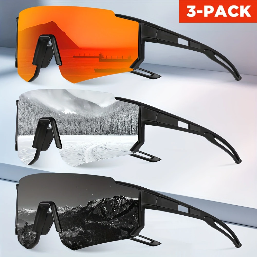 1/3PCS Oversize Outdoor Radfahren Sonnenbrille Männer Frauen Fahren Fahrrad Brille Fahrrad Sport Klettern Schutz UV400 Brille