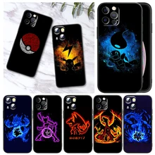 

Anime Pikachu Pokemon For Apple iPhone 13 12 Pro Max Mini 11 Pro XS Max X XR 6 7 8 Plus SE2020 Black Phone Case Funda Capa