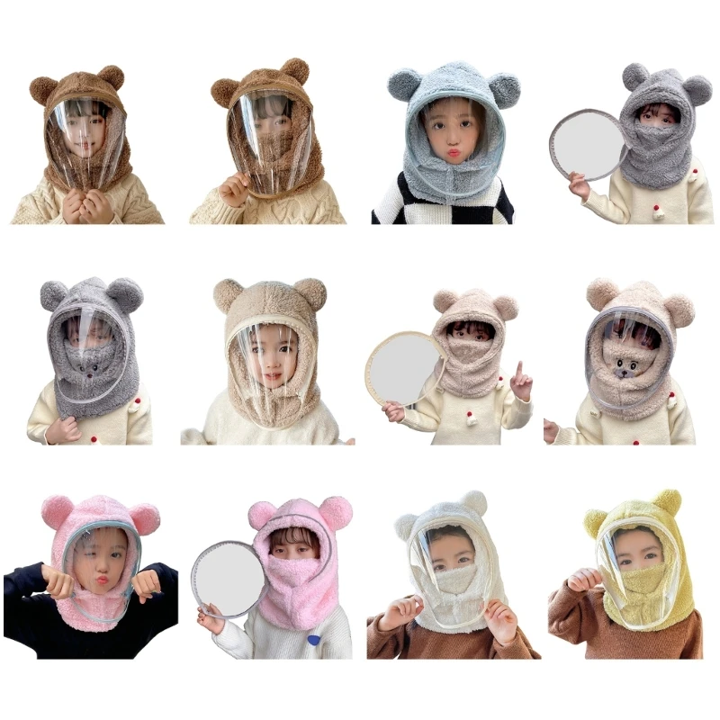 

Детская ветрозащитная маска на все лицо, шапка, шарф, милая шапка с медвежьими ушками, теплый шейный платок для занятий холодной