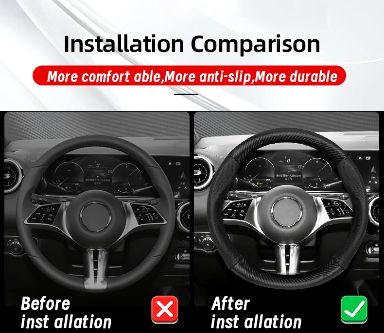 Maßgeschneidertes perforiertes echtes Leder, strukturiertes Lenkrad aus Kohlefaser, Sport-Autozubehör, atmungsaktiv, für Golf, BMW, Fiat – Detail 5