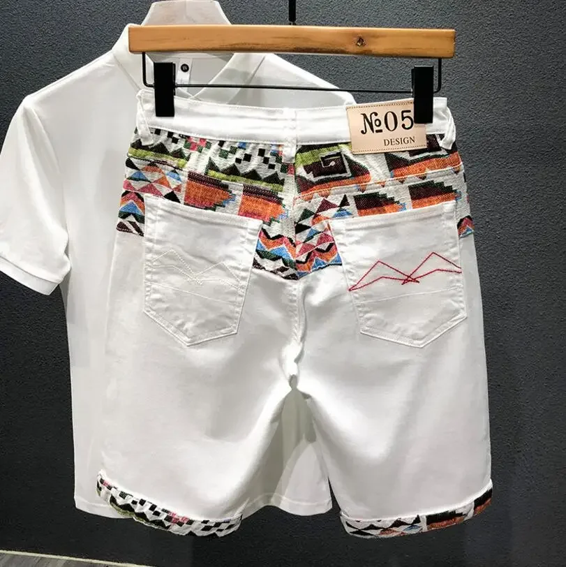Men Denim Shorts Stretch Holes Casual Cotton Summer Man Thin Elastic Fit men jeans mens jeans jeans trousers denim trousers mens casual trousers