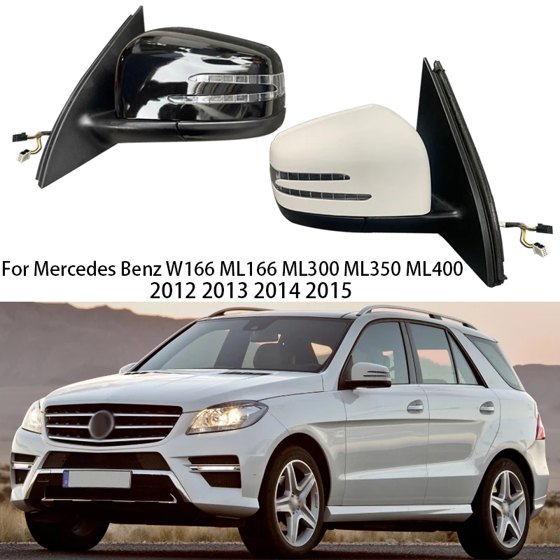Specchietto Retrovisore Esterno Sinistro Per Mercedes Benz W166 ML300 ML350 ML400 (2012-2015), Nero/bianco, Con Riscaldamento E Ripiegamento Elettrico