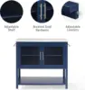 Kitchen Island, Microwave Stand, Coffee Bar with Storage Shelves, Towel Bars, Navy 6