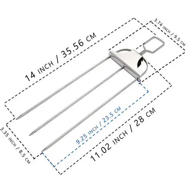 2Db Kabob Nyárs Push Rudakkal Újrafelhasználható Kabob-Botok Rozsdamentes Acélból 3-Prong Bbq Nyársok A Húsos Zöldségek Grillezéséhez - Image 6