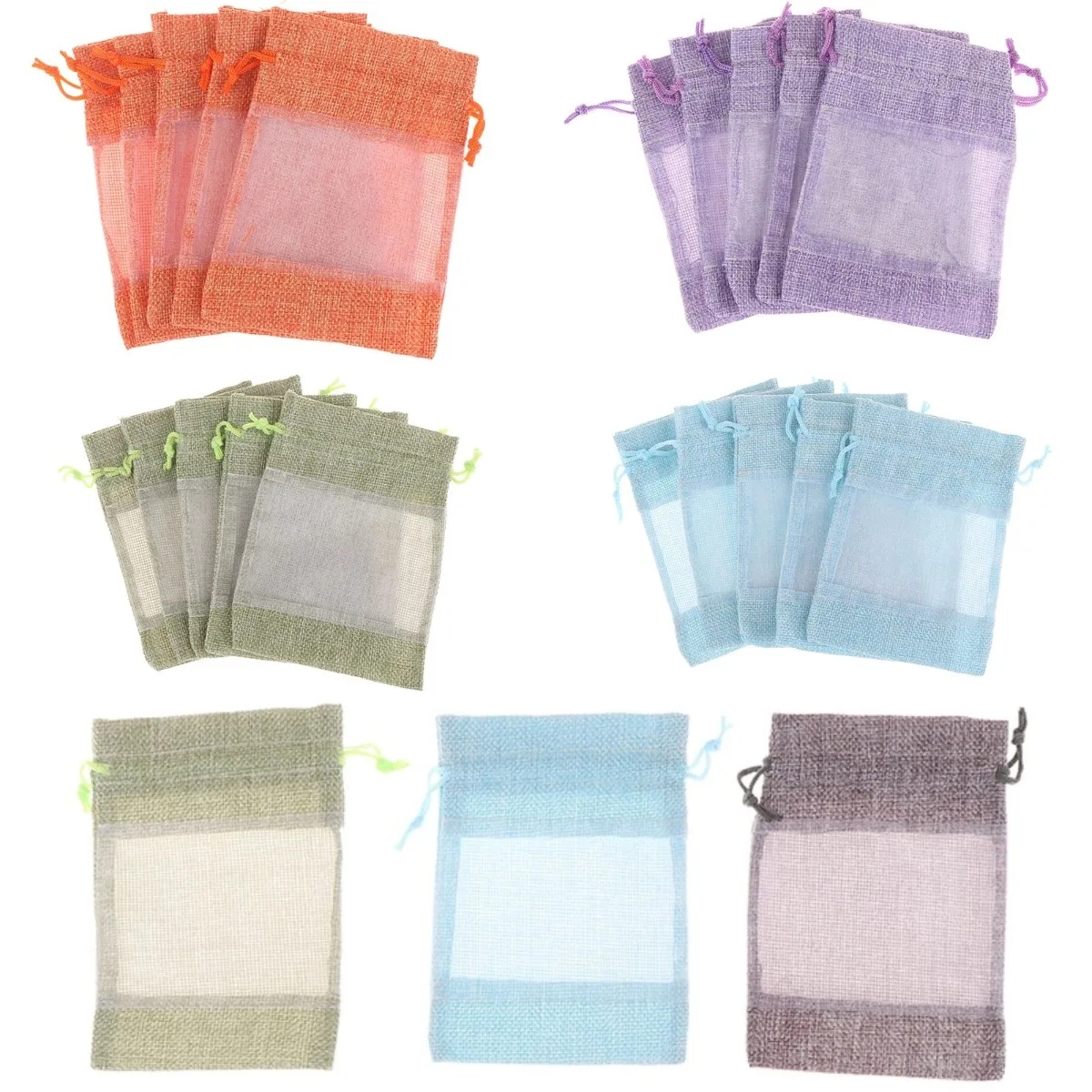 

5 шт., пустые мешочки из органзы на шнурке