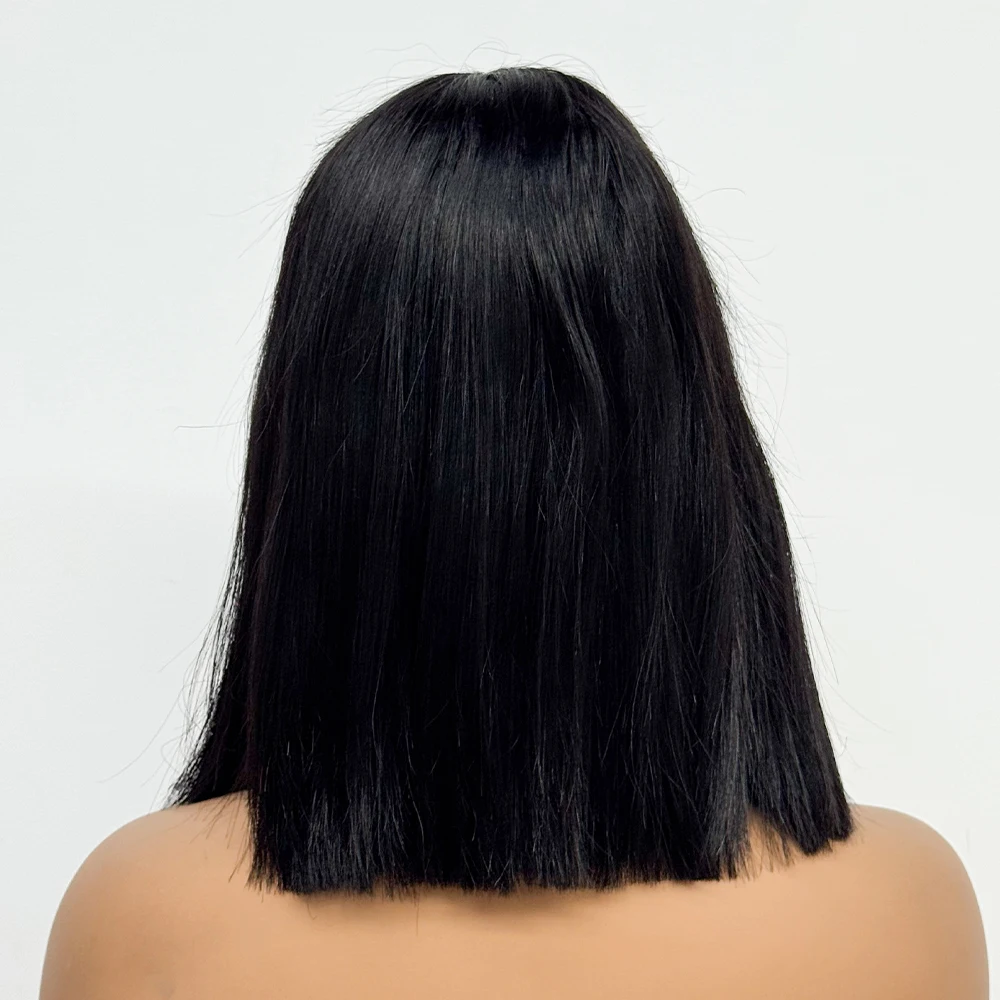 2x3 Lace Short Bob Wig with Bangs 280% Density Straight Human Hair Bob with Bangs Wig Human Hair Bang Bob Wigs For Black Women