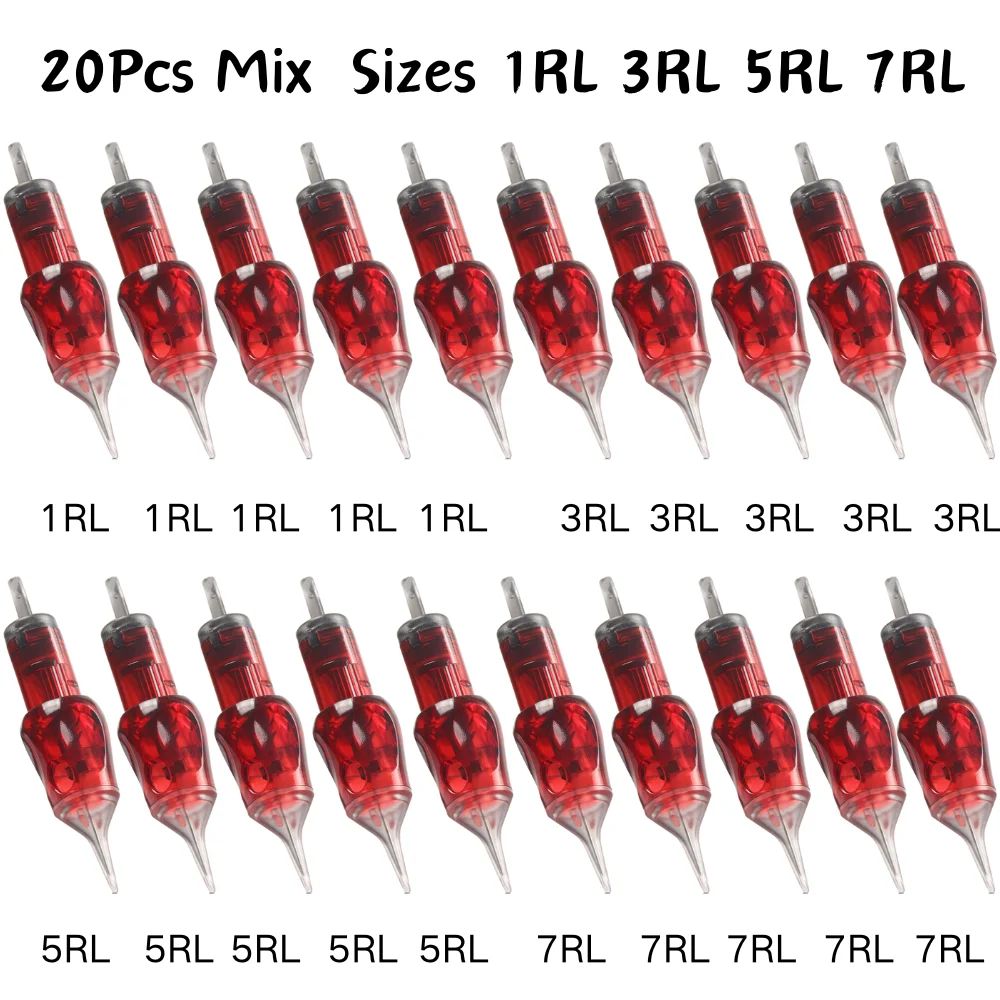 20pcs Mixed Sizes 1RL 3RL 5RL 7RL Disposable Tattoo Needles Purple/Grey ...