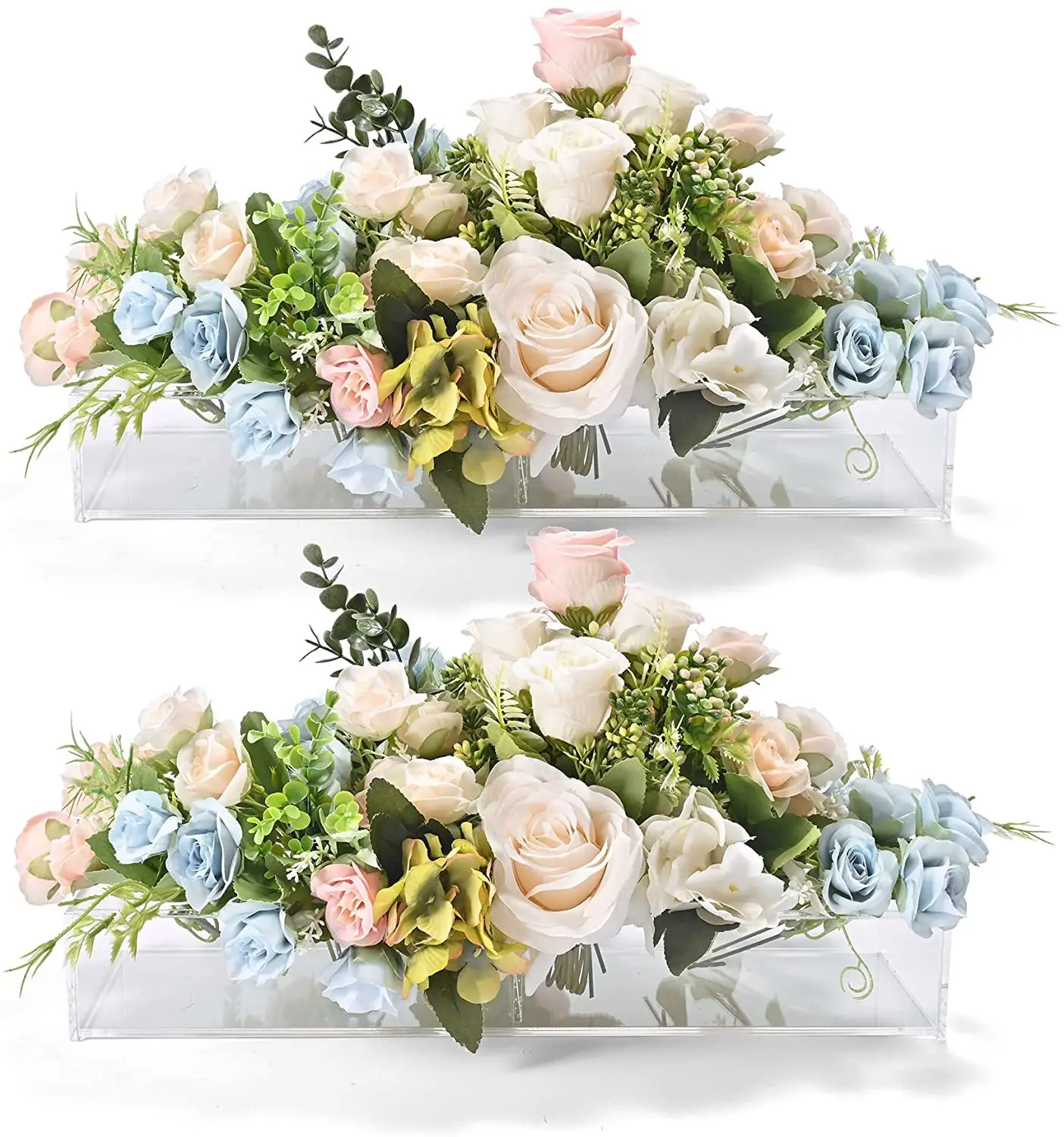 

Clear Rectangular Acrylic Vase With Lid Wedding Dinner Table Floral Centerpiece Morden Low Floral Vases Desktop Home Decoration