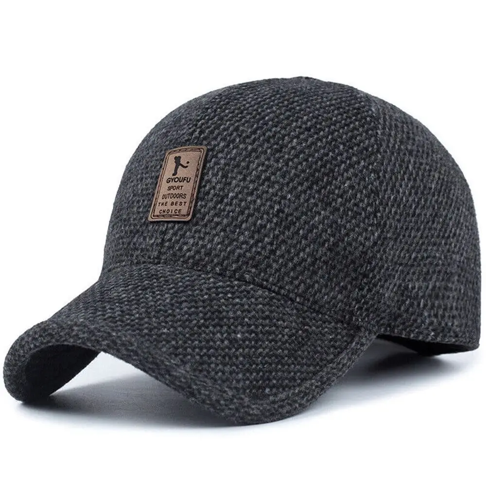 Men Autumn Winter Hat Outdoor Thick Warm Adjustable Earmuffs Baseball Cap 2