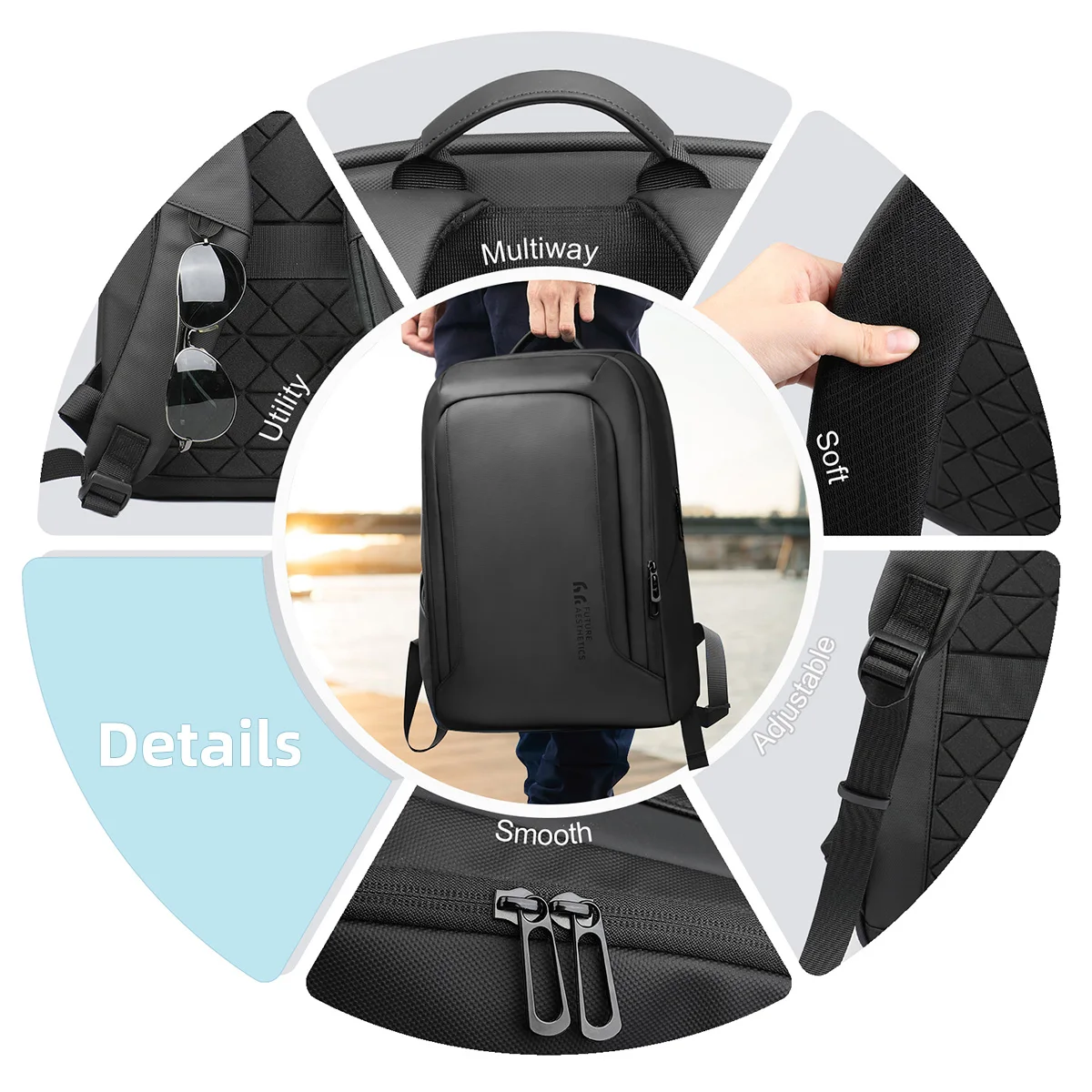 Heroic Knight Waterproof Business Backpack Men Big Capacity 15.6" Laptop Backpack Classic Simple Outdoor Sports Motor&Biker Pack 6