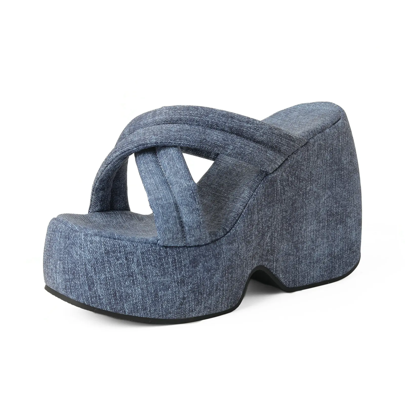 Women's Wedges Slippers Fashion Summer Outdoor Sandals Lightweight Comfy Soft Denim Platform Shoes