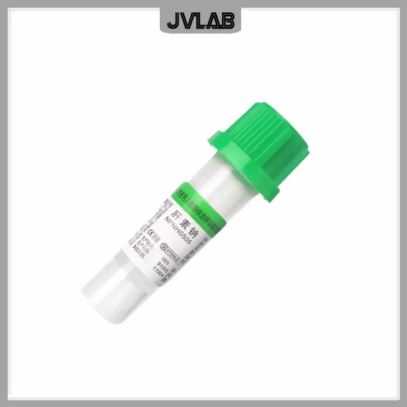 Sterile Micro Blood Collection Tube with Heparin Sodium Additives Green Cap Vac Tube Vacutainer for ch Animal 0.5ml CE Mark