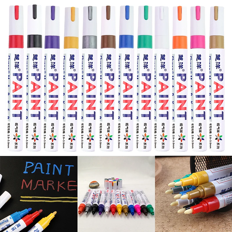 12 Color Polishing Waxing Sponge Paint Marker Painting Pens Permanent