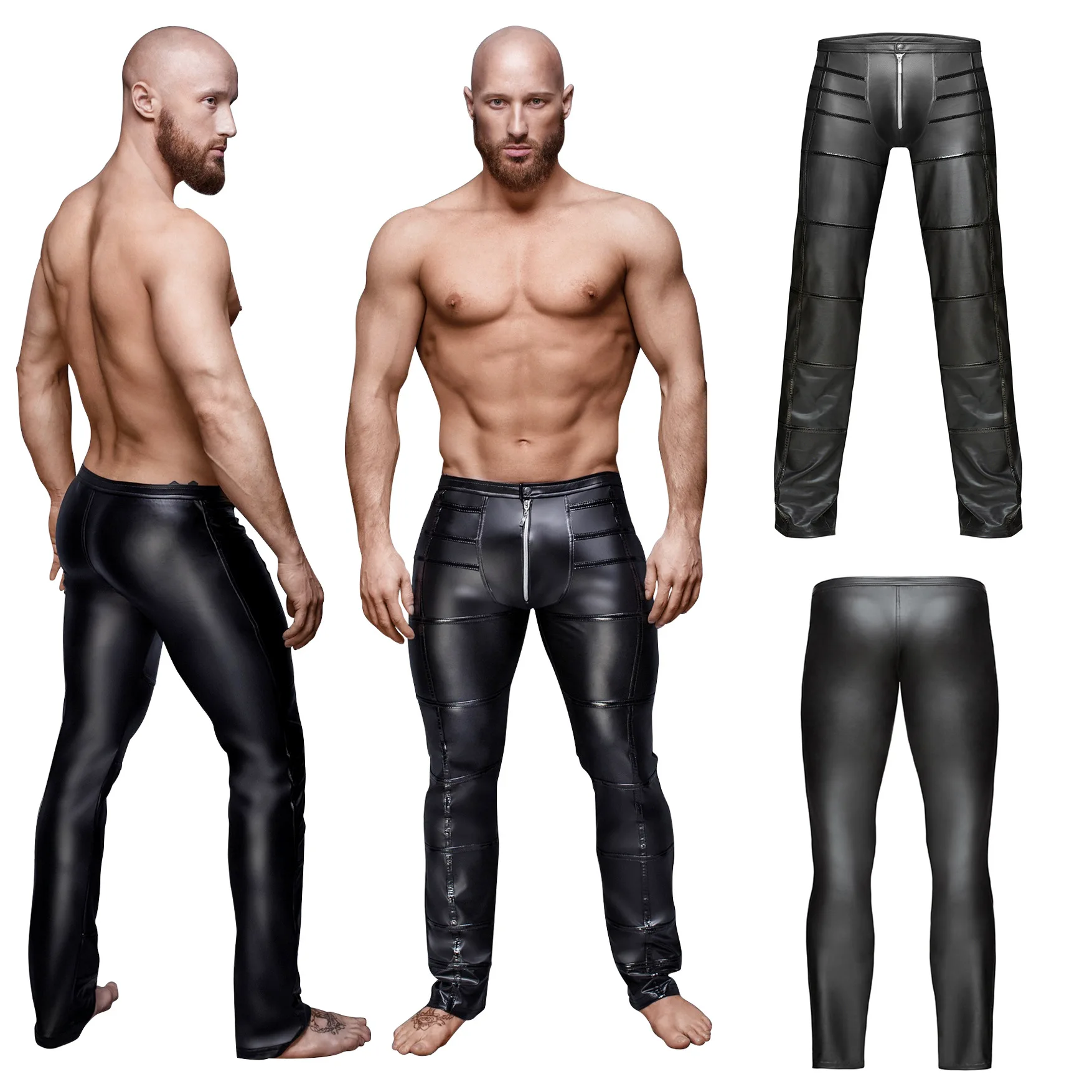 

Faux Leather Men's Pants Sexy Lingerie Fetish Hot Legging Nightclub Male Tight Trousers Exotic Dancewear