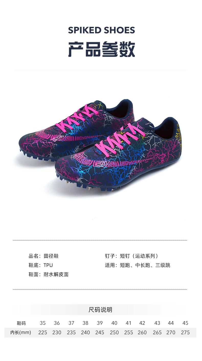 Description Picture 2 of itemProfessional Spikes Track & Field Shoes for Men Women Kids Breathable Racing Jumping Sprint Running Sneakers Size 35-45