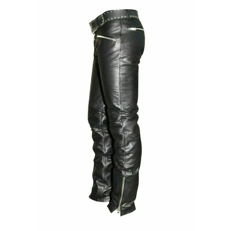 Mens Leather Pant 100% Real Lambskin Leather Biker Leather Jeans Pants