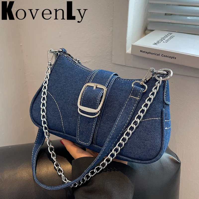 Buy Wholesale China Denim Blue Purse Leather Shoulder Strap Fashion Bags  With Lock Chains Internal Cotton Bag No Zipper & For Lv Shoulder Bags at  USD 27.78