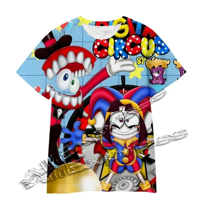 the Amazing Digital Circus Unisex Short Sleeve T-Shirt Summer Cartoon Top for Boys Girls Kids Fashion Circus Theme Shirt