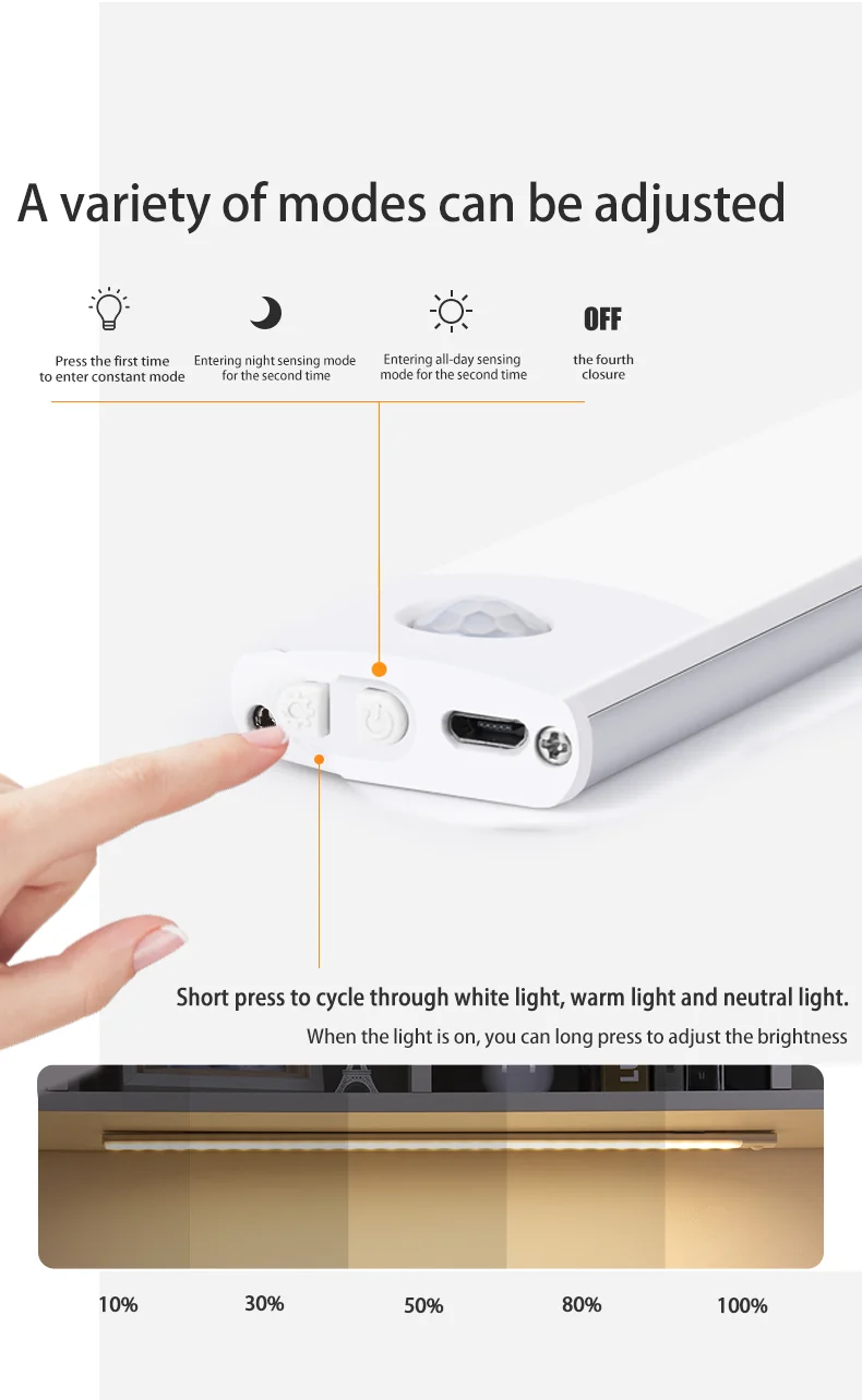 Description Picture 4 of itemCabinet Lights Motion Sensor LED Wireless USB Under Ultra Thin Night Light For Kitchen Cabinet Bedroom Wardrobe Indoor Lighting