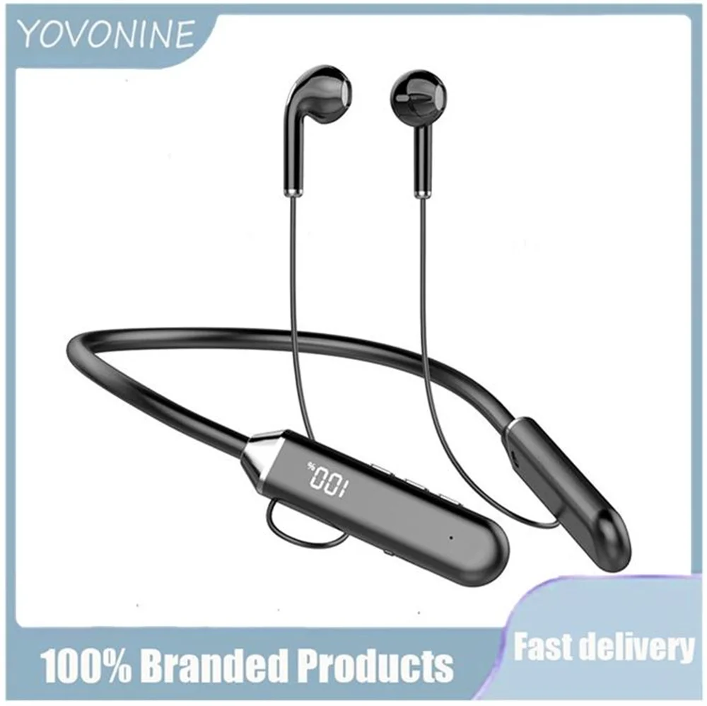 

YOVONINE Wireless Bluetooth-compatible 5.2 Headset Hanging Neck Sweat-proof Music Sports Game Earphone Compatible for Smartphone