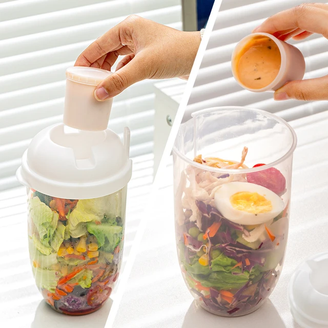 1L Portable Breakfast Oatmeal Cereal Nut Yogurt Salad Cup Container with  Fork Sauce Cup Lid Bento Food Bowl Kitchen Lunch Box - AliExpress