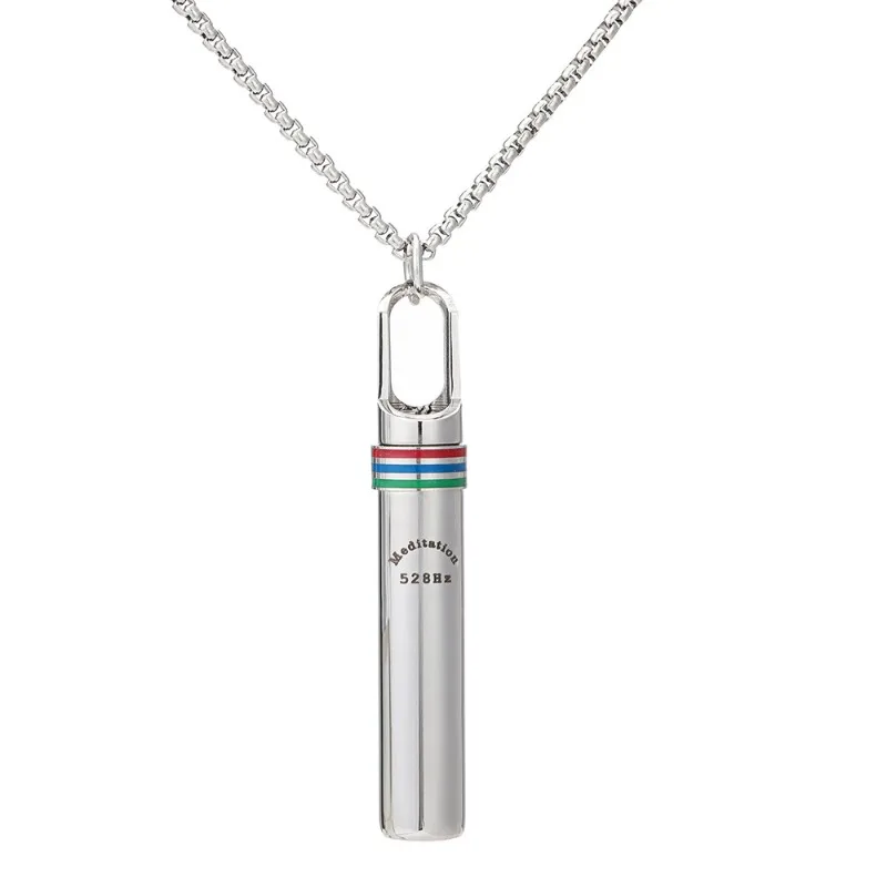 528Hz Low-frequency Whistle Sound Healing Meditation Breathing Decompression Whistles Stainless Steel Mindfulness Pendant 6