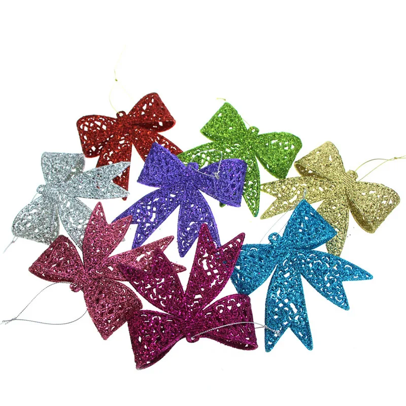 Adornos navideños 11CM Lazo de color dorado en polvo Corona de árbol de Navidad Colgante pequeño de ratán Accesorios para ventanas de hoteles y centros comerciales