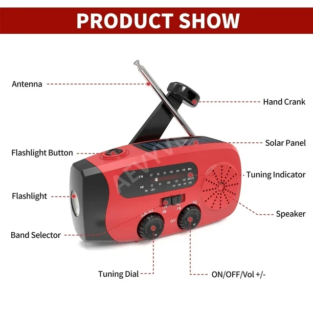Solar-Powered Hand Crank Emergency Radio with NOAA Weather Alerts 6