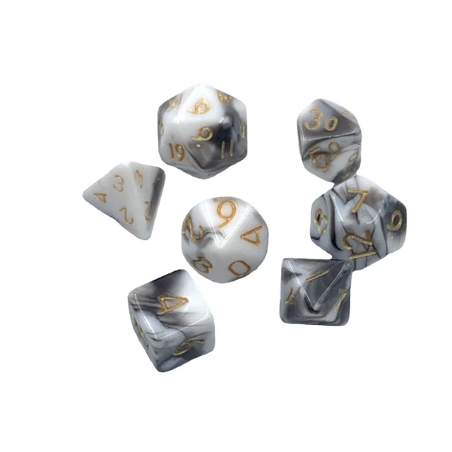 7Pcs/set Mini Board Game Dice DND Plastic Dice Glow Duo Color Multi Sided Color Set