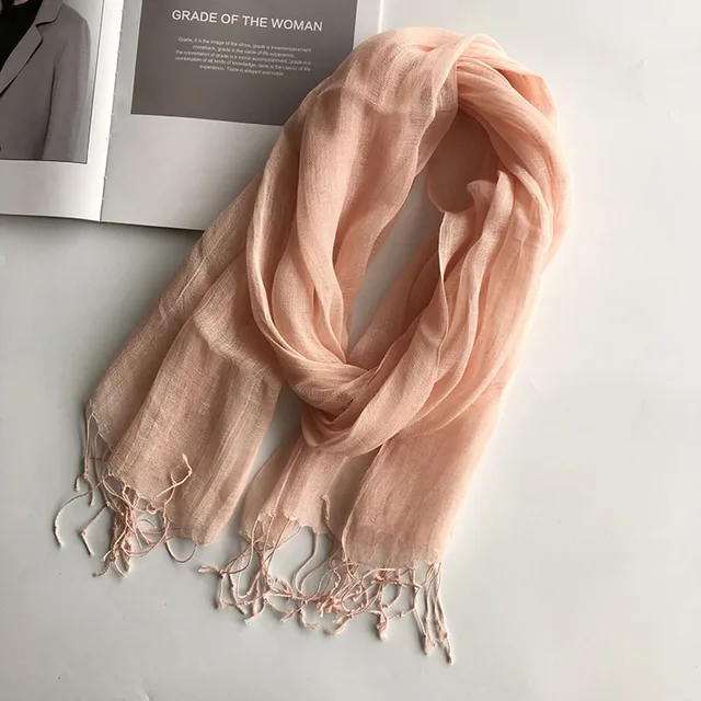 107559-890360.jpg Écharpe en lin de couleur unie pour femmes, turban hijab
