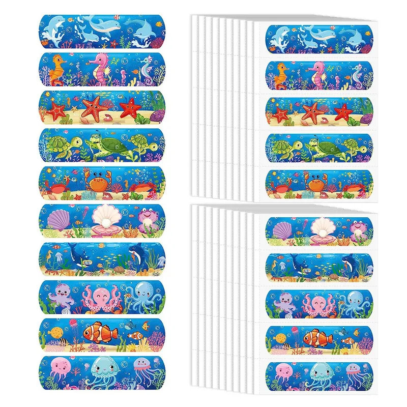 50 teile/satz Cartoon Meeresfisch druckt Pflaster Kawaii Wund verband Klebeband Patch Pflaster für Erste-Hilfe-Klebeband Streifen