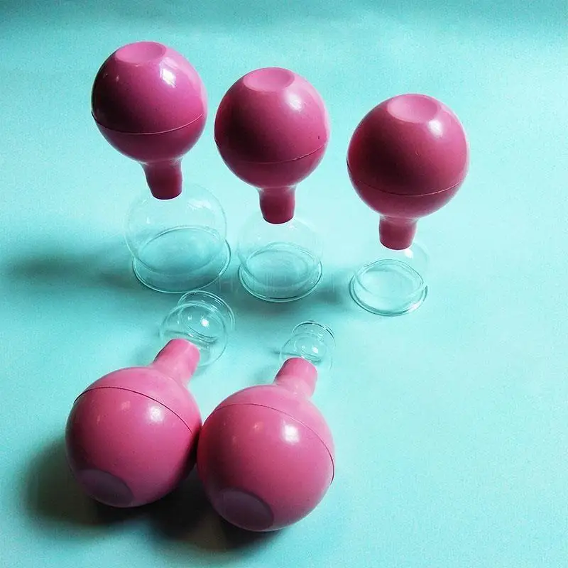 5 pcs/set Cupping device Glass vacuum cupping device Manual cupping glass Cupping moxibustion PVC rubber cupping ball