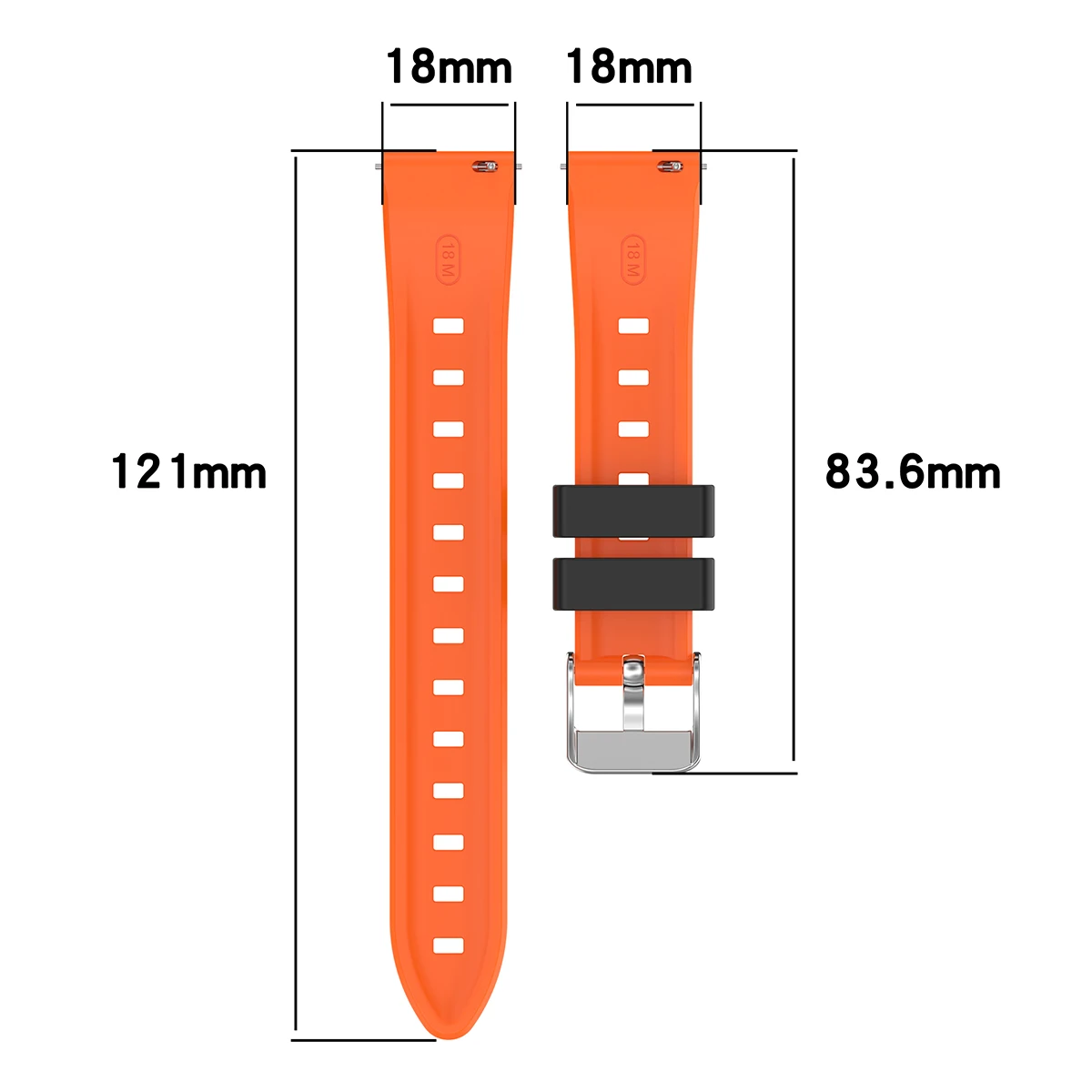 Sporty 18mm Silicone Smartwatch Replacement Band Bracelet, 41mm Wristband Accessory