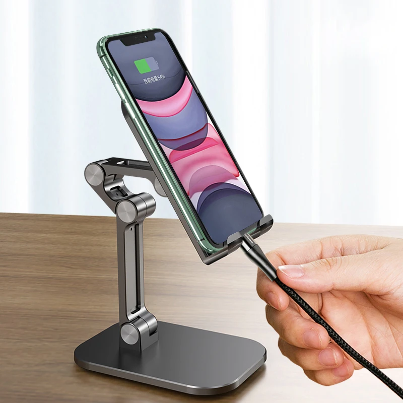 Three Sections Foldable Desk Mobile Phone Holder For iPhone iPad Tablet Flexible Table Desktop Adjustable Cell Smart Phone Stand