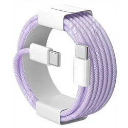 High - Speed 60W Nylon Braided USB - C to USB - C Fast Charging Cable - 1m 2pcs (PURPLE)