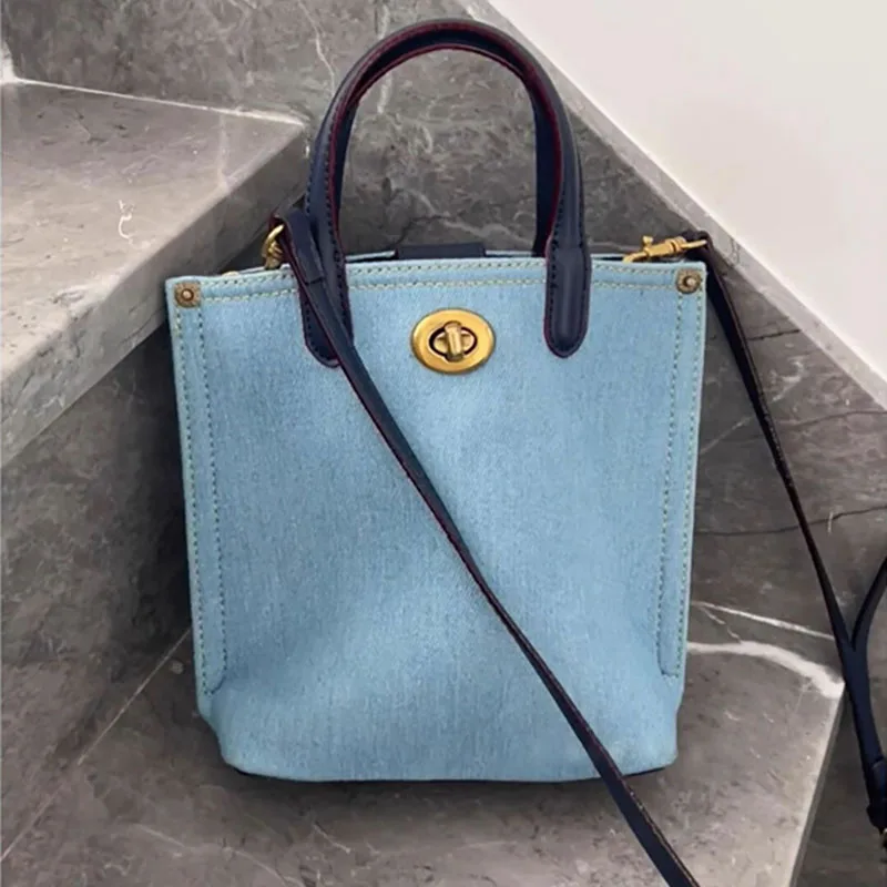 Spring And Summer New Mini Denim Bag Fashion Retro Handbag Denim Blue Crossbody Bag Korean Version Vegetable Basket Bag