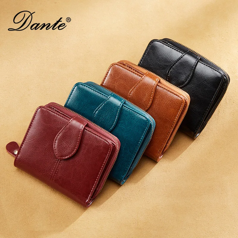 Genuine Leather Men's Short Wallet with RFID Blocking Card Function Vintage Style Oil Waxed Cowhide Driving License Holder 4