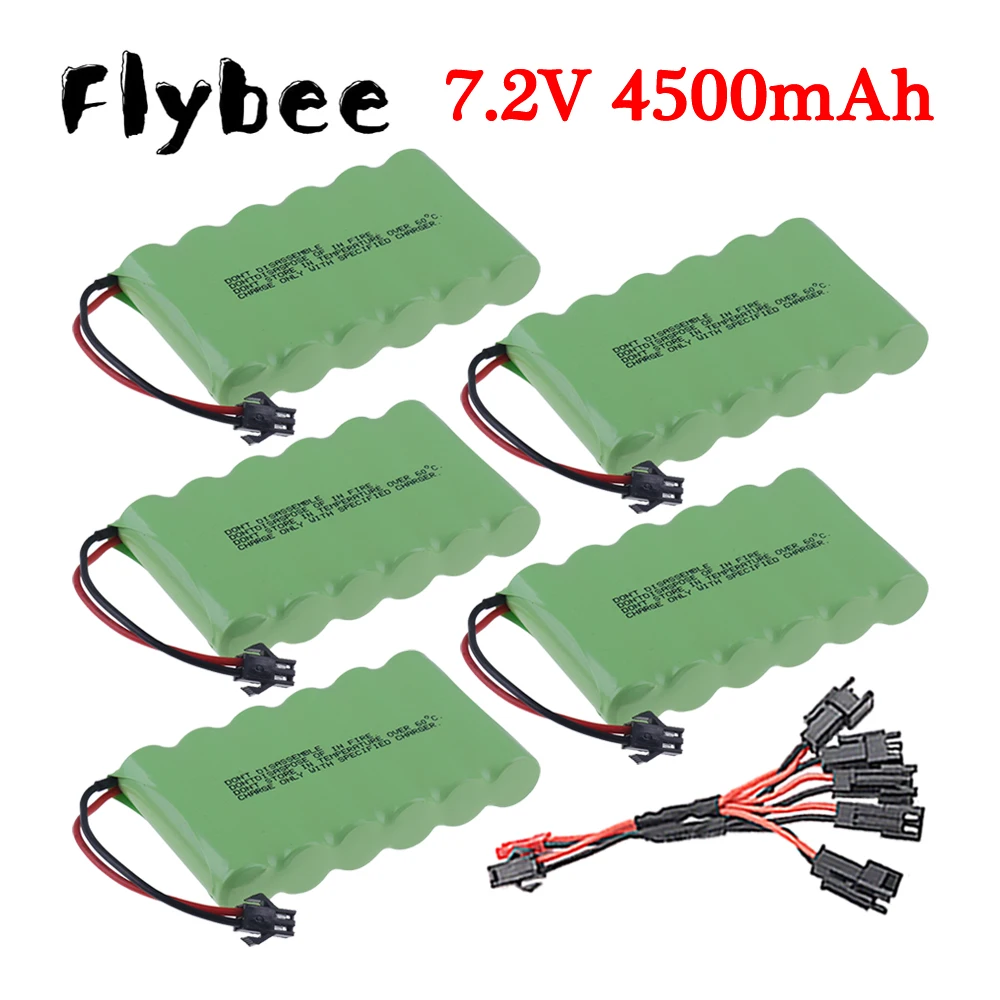 

Никель-металлогидридный аккумулятор 7,2 в, 4500 мАч + зарядный кабель 5 в 1 для радиоуправляемых автомобилей, роботов, танков, лодок, игрушек, аксессуары, улучшенная вилка 7,2 в, 3500 мАч, SM