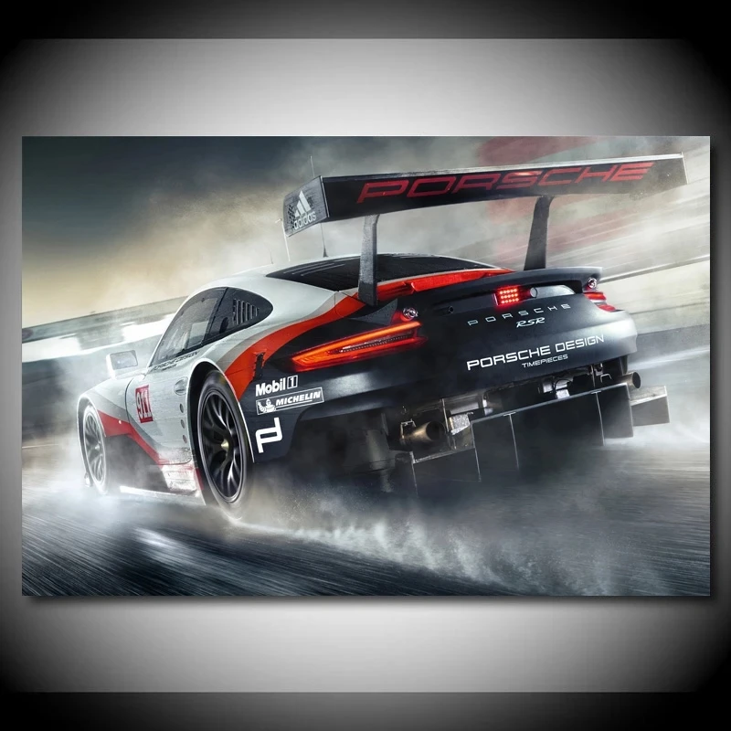 

5D Modern Diamond painting Wall Porsche 911 RSR Racing Cars Back View Vehicle Oil Painting Art Prints For Living Room Decor