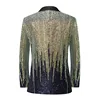 Mens Striped Sequin Sparkling Suit Jacket Blazer Shawl Lapel One Button Dress Blazers Men Stage Party Prom Wedding Tuxedo Cotume 2