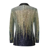 Mens Striped Sequin Sparkling Suit Jacket Blazer Shawl Lapel One Button Dress Blazers Men Stage Party Prom Wedding Tuxedo Cotume 2